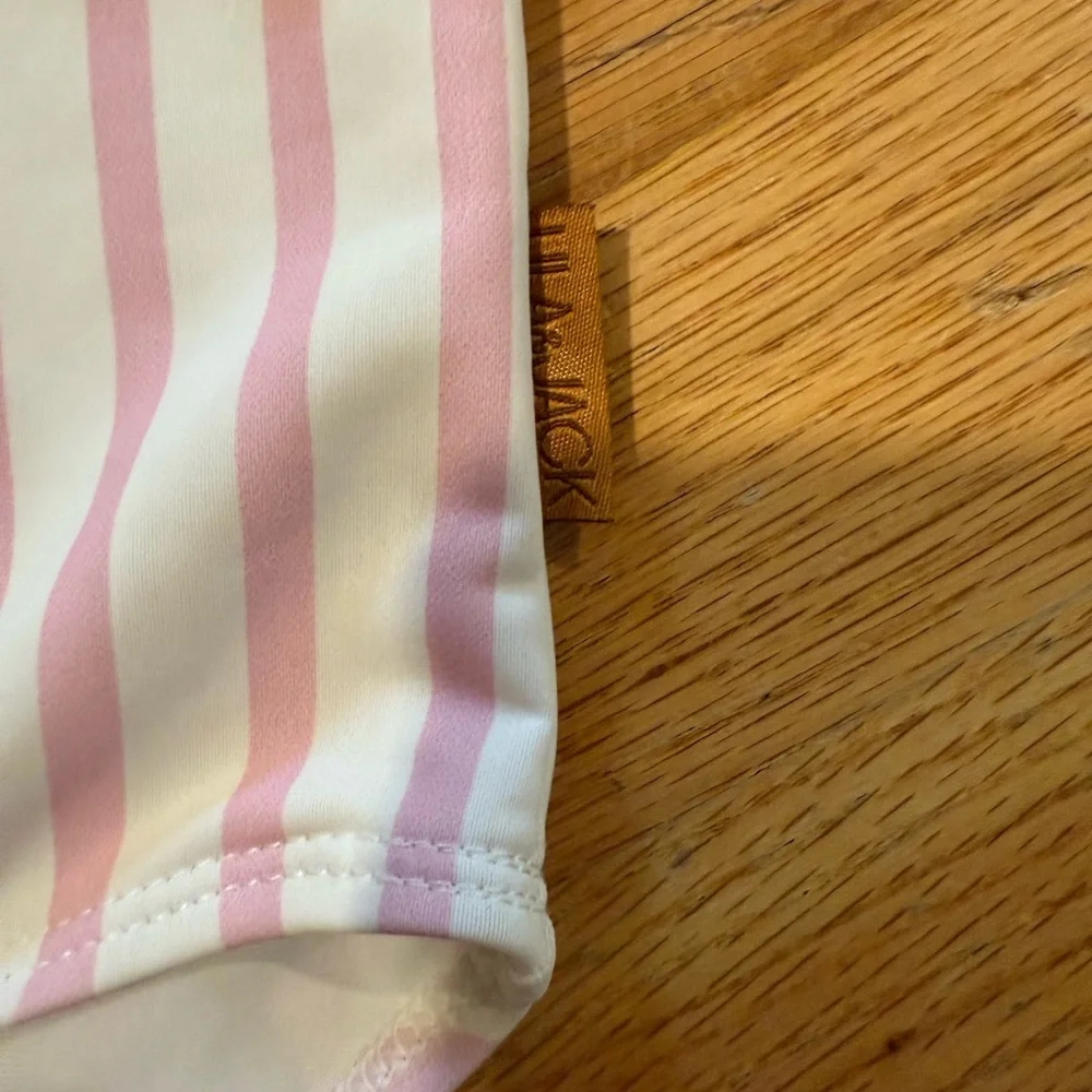 Lila & Jack Toddler Pink and White Striped One Piece bathing suit